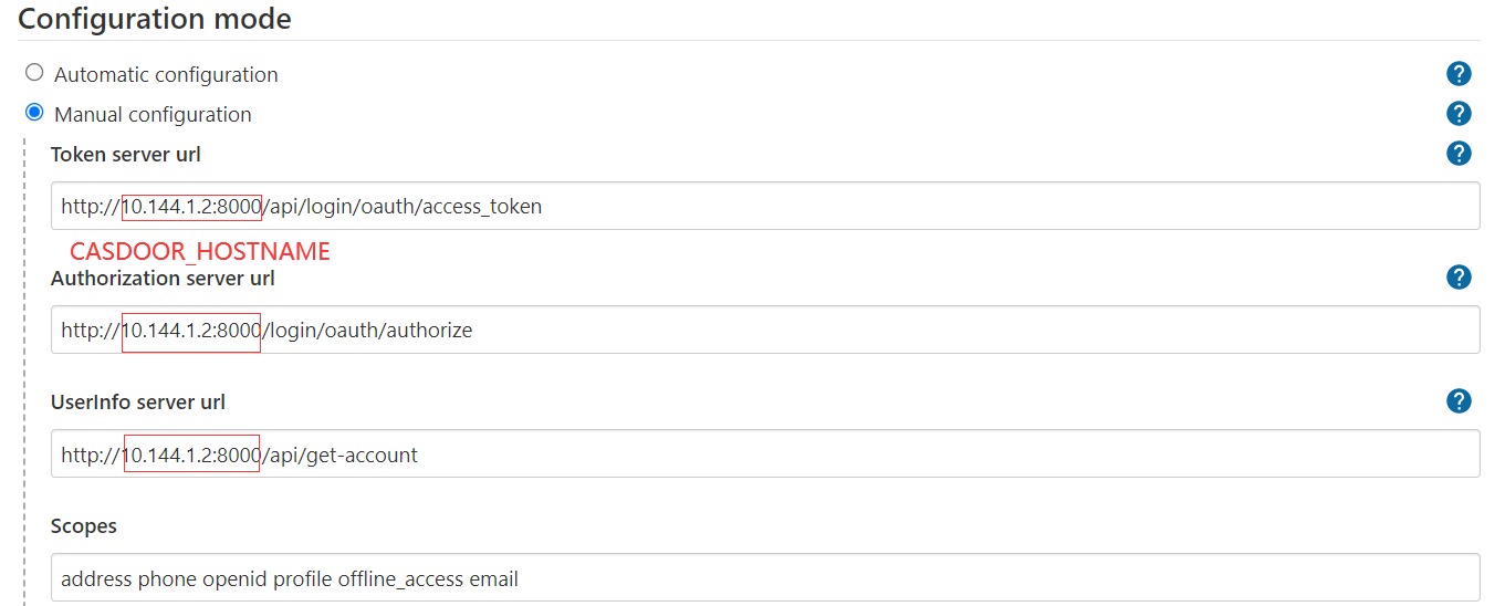 Manuelle Konfiguration