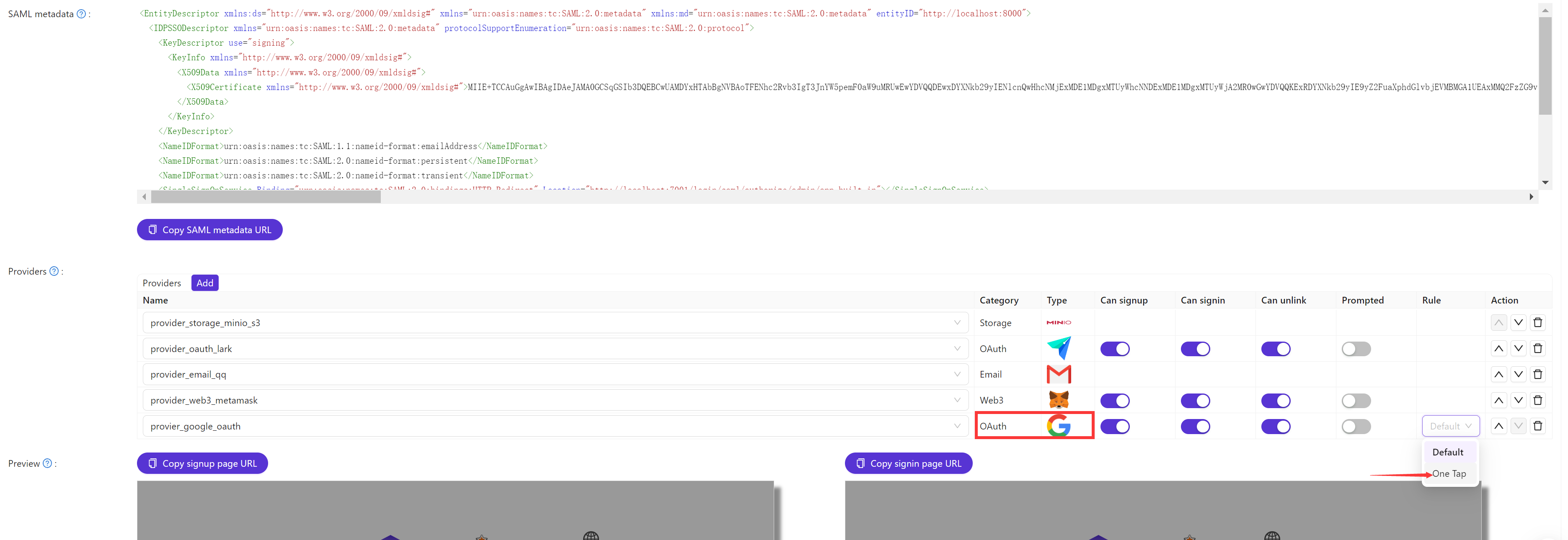 Cambia la regla de "Default" a "One Tap".
