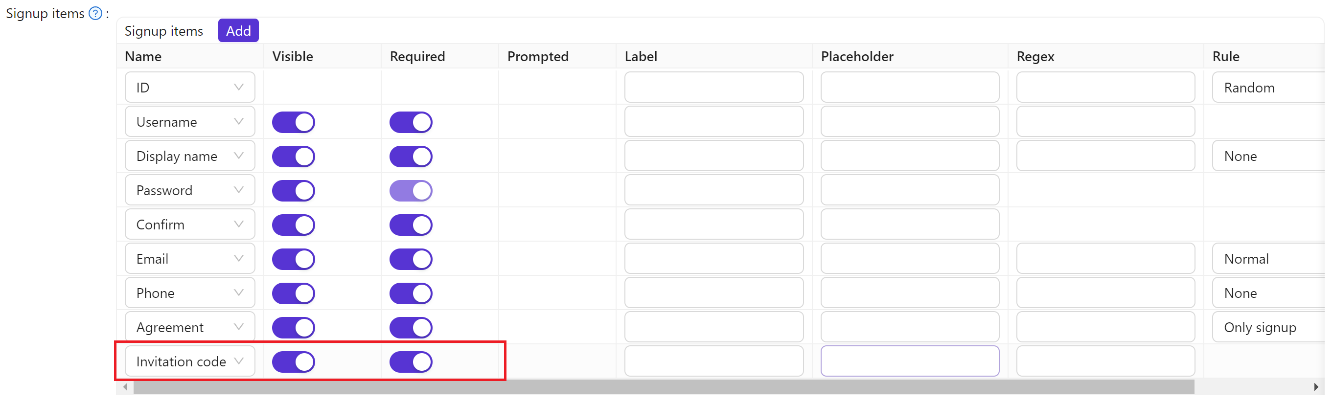 Añadir código de invitación al ítem de registro