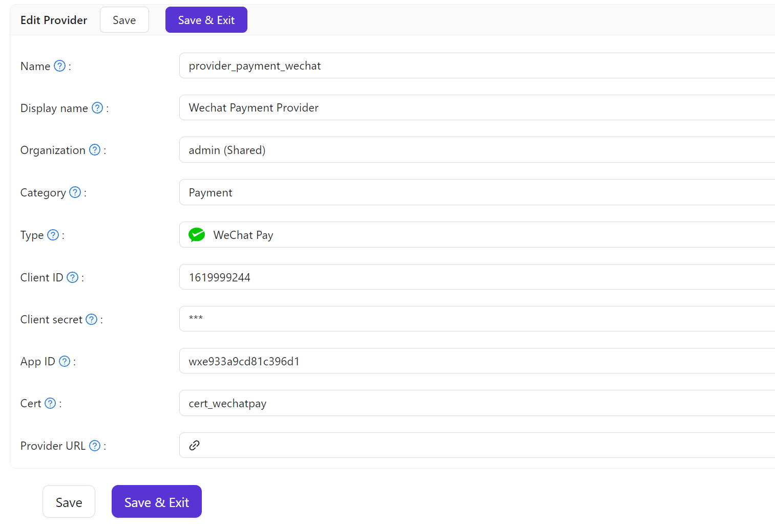 proveedor de pago wechat