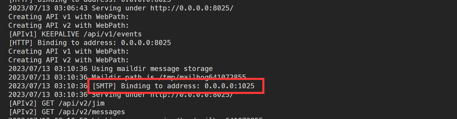 Configuration de MailHog