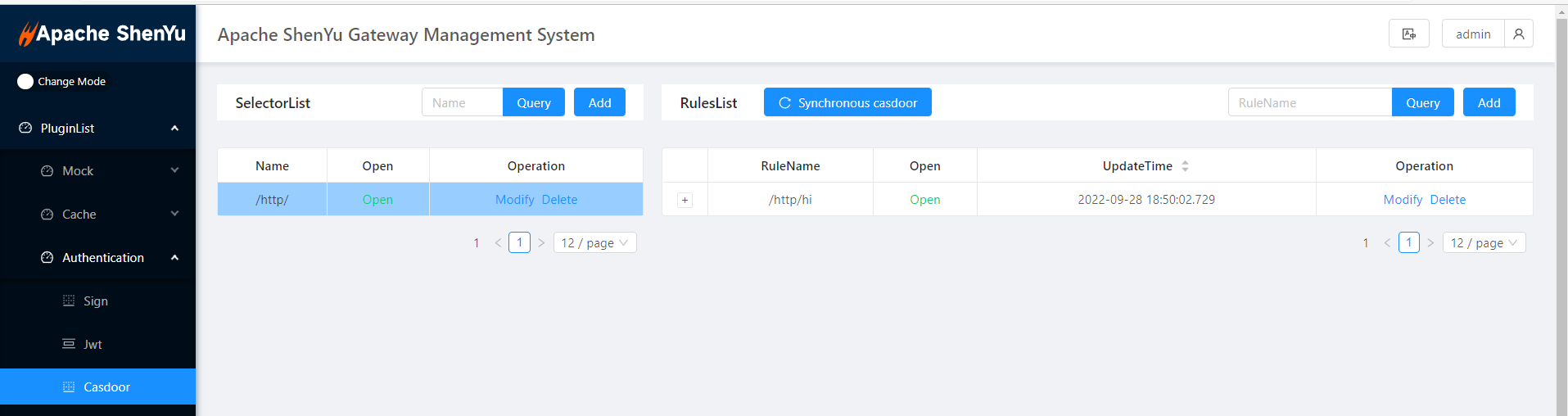 Configuration Casdoor de Shenyu