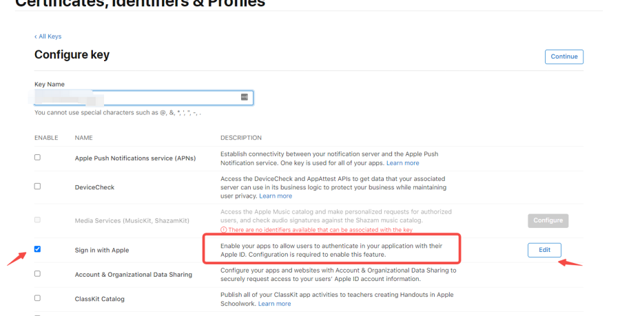 Configure Key Association