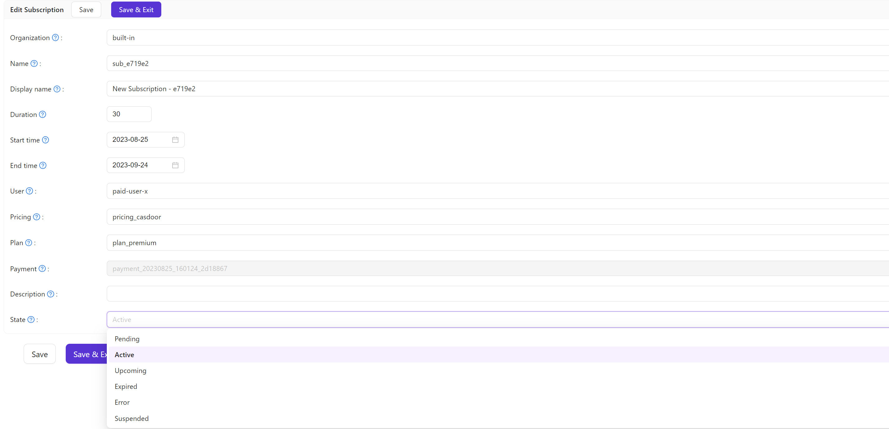 サブスクリプションの編集