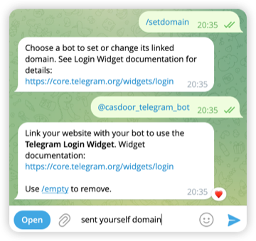 Telegram Setdomain