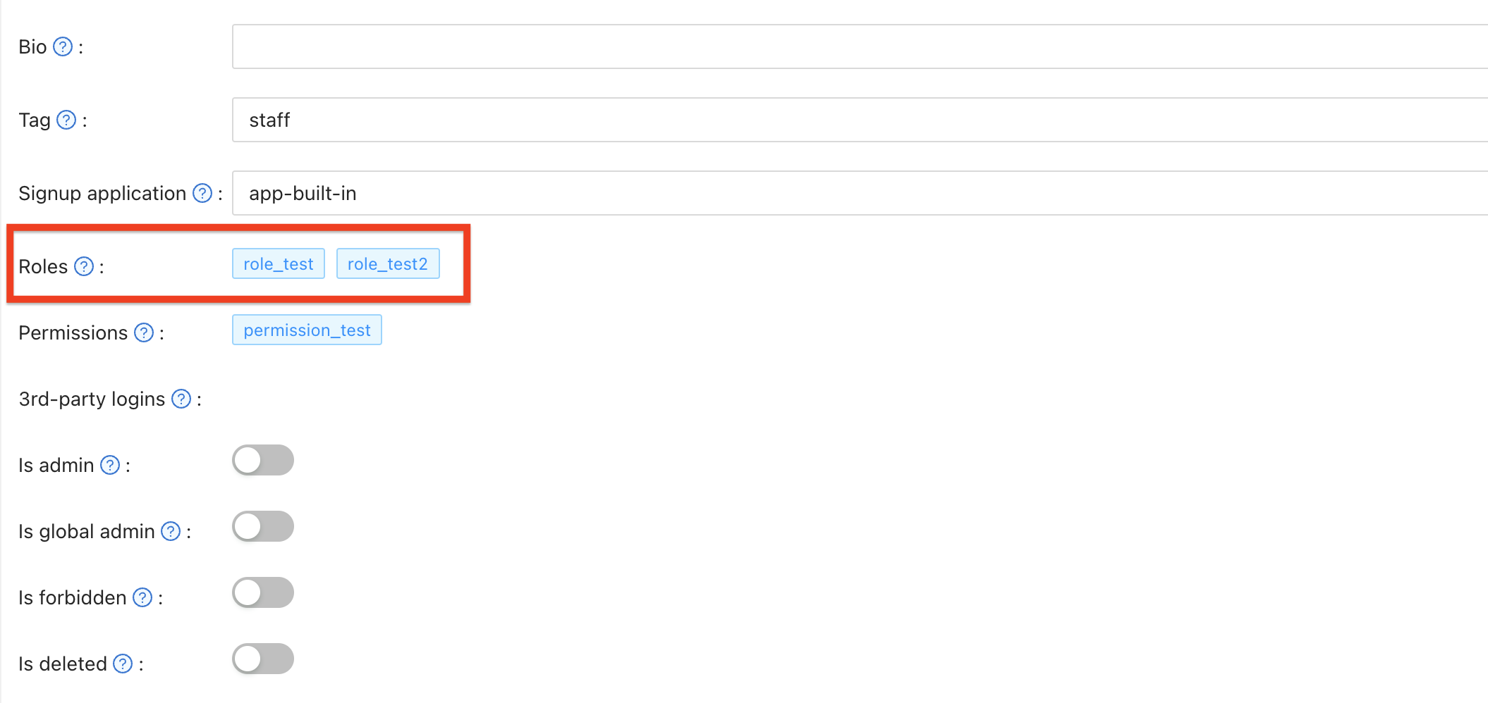 funções do usuário