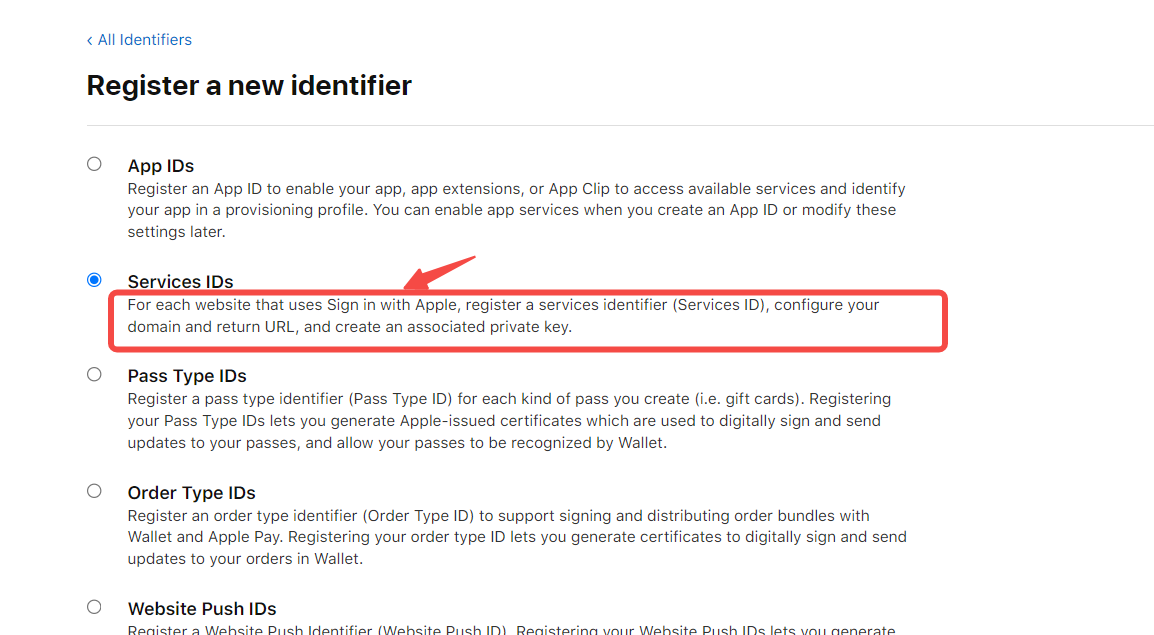 Register Services ID