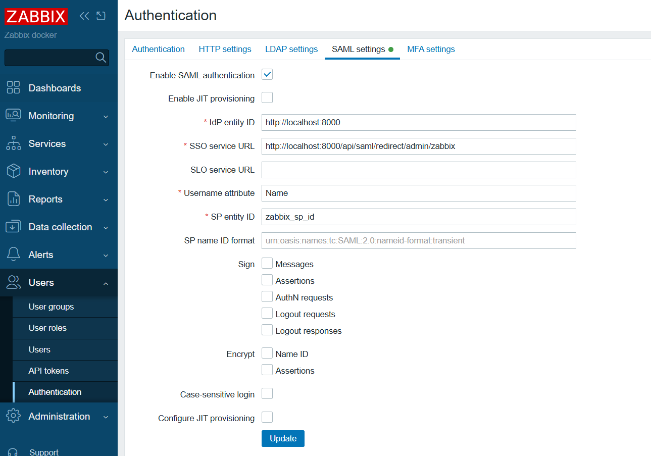 Zabbix configuration