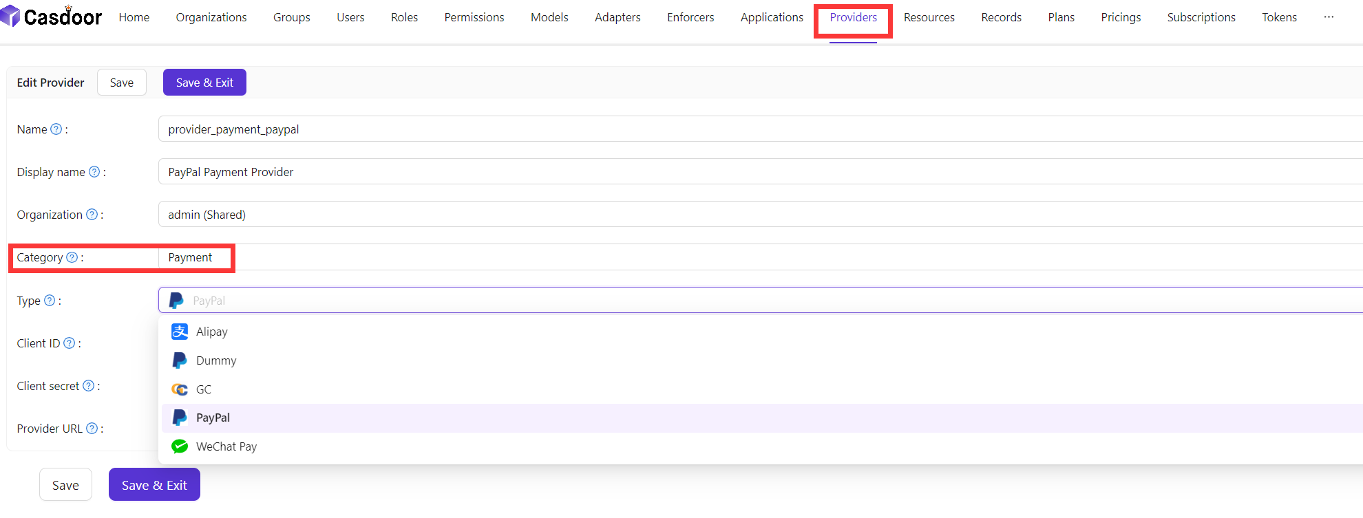 添加支付提供商